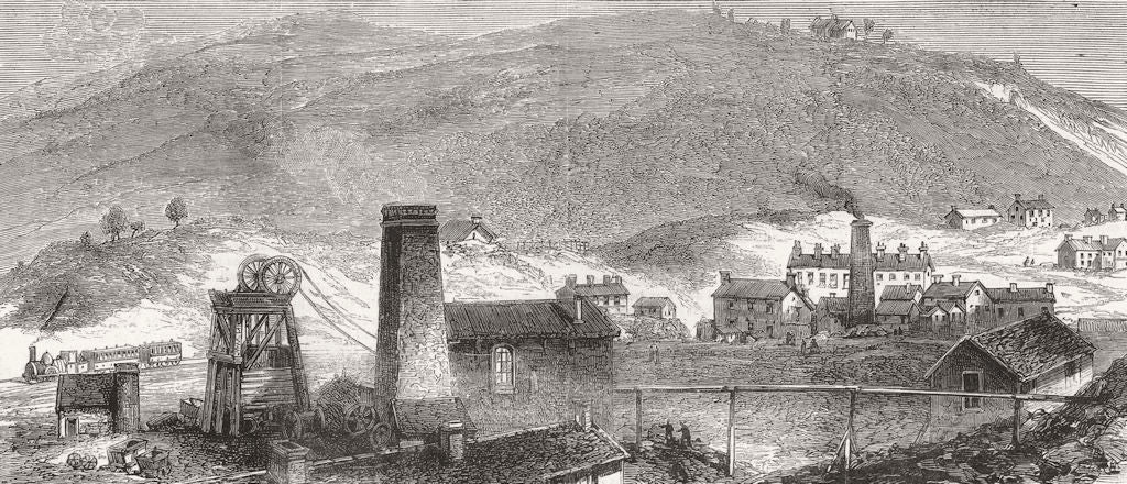 WALES. Flooded colliery, Troedyrhiw. Cymmer; Tynewydd 1877 old antique print